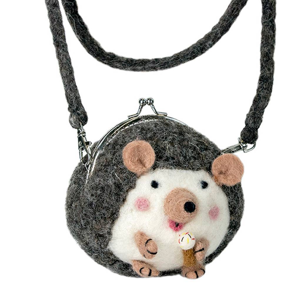 Critter Felt Purse Hedgehog Handmade and Fair Trade trutogs