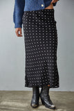Woven Lyocell Polka Dot Flare Midi Skirt