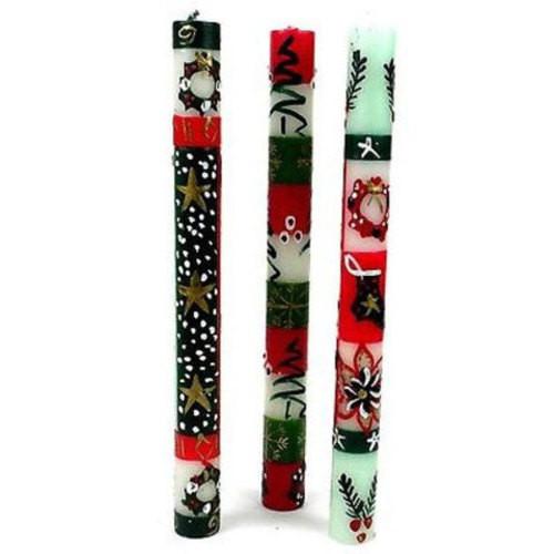 Set of Three Boxed Tall Hand-Painted Candles - Ukhisimui Design Handmade and Fair Trade