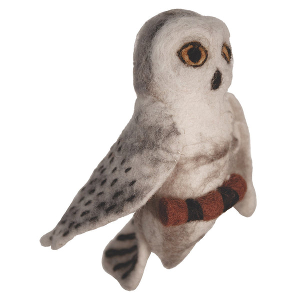 Felt Bird Garden Ornament - Snowy Owl Handmade and Fair Trade