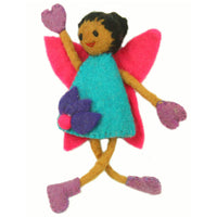 Hand Felted Tooth Fairy Pillow - Black Hair with Blue Dress Handmade and Fair Trade
