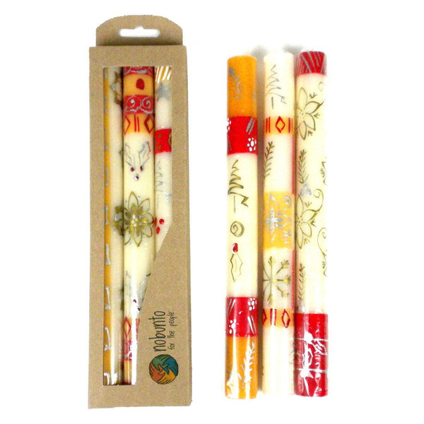Tall Hand Painted Candles - Three in Box - Kimeta Design - Nobunto
