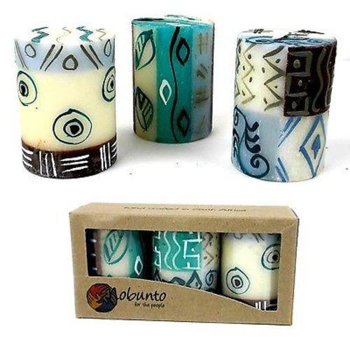 Set of Three Boxed Hand-Painted Candles - Maji Design Handmade and Fair Trade