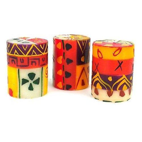 Set of Three Boxed Hand-Painted Candles - Indaeuko Design Handmade and Fair Trade