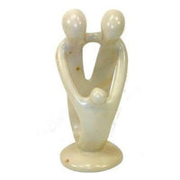 Natural 8-inch Tall Soapstone Family Sculpture - 2 Parents 1 Child Handmade and Fair Trade