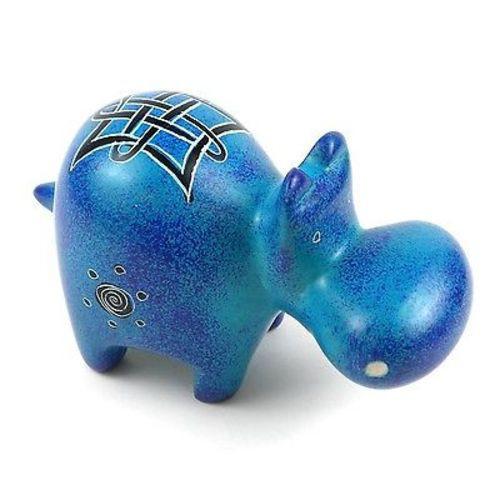 Handcrafted Blue Soapstone Hippo Handmade and Fair Trade