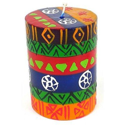 Single Boxed Hand-Painted Pillar Candle - Shahida Design Handmade and Fair Trade