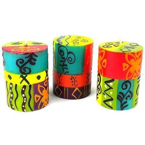 Set of Three Boxed Hand-Painted Candles - Matuko Design Handmade and Fair Trade