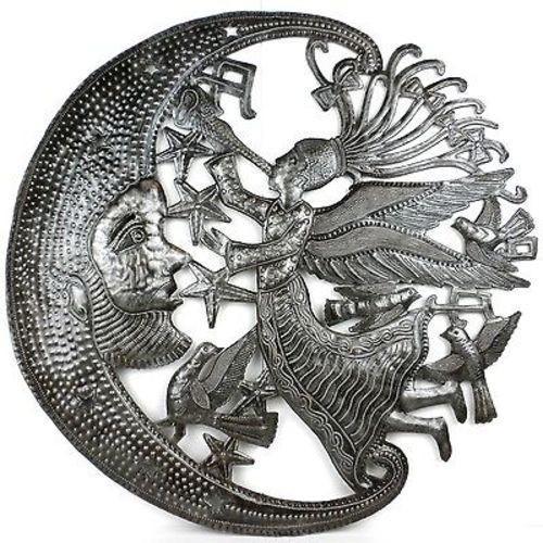 Angel and Moon Metal Art Handmade and Fair Trade