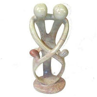 Natural 10-inch Tall Soapstone Family Sculpture - 2 Parents 2 Children Handmade and Fair Trade