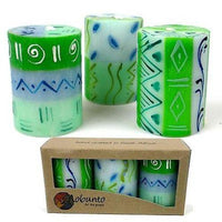 Set of Three Boxed Hand-Painted Candles Farih Design Handmade and Fair Trade