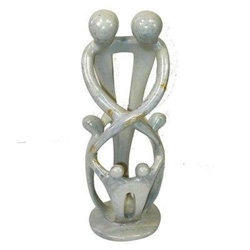 Natural 10-inch Tall Soapstone Family Sculpture - 2 Parents 4 Children Handmade and Fair Trade