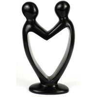 Handcrafted Soapstone Lover's Heart Sculpture in Black Handmade and Fair Trade