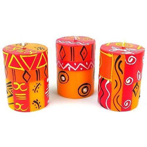 Set of Three Boxed Hand-Painted Candles - Zahabu Design Handmade and Fair Trade