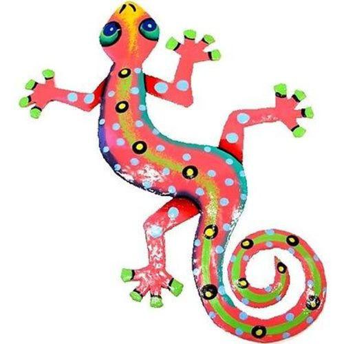 Eight Inch Pink Metal Gecko Handmade and Fair Trade