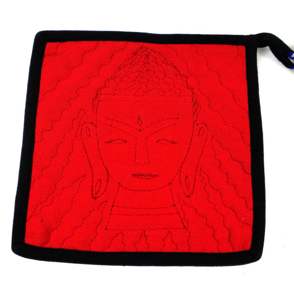 Buddha Hot Pad in Black and Red - Jeevankala (T)