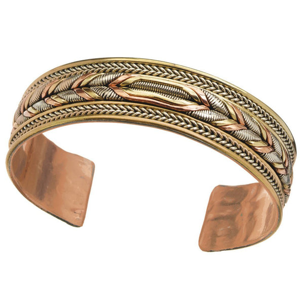 Handmade Copper and Brass Braid Cuff Bracelet