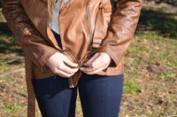 Classic Brown Leather Fur Jacket