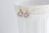 Gold Crystal Clear Round Earrings