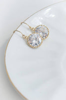 Gold Crystal Clear Round Earrings