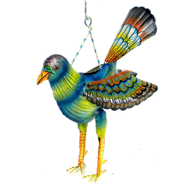 Painted Metal Hanging Bird  Handmade and Fair Trade