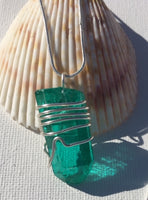 Handmade Wire Wrapped Teal Crystal Pendant