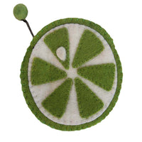 Handmade Felt Lime Coin Purse