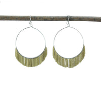 Handmade Delicate Fringed Chain Hoops - Gold