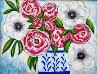 11” x 14” Acrylic on Stretched Canvas Original Artwork “Proud Peonies”