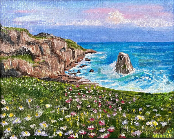8” x 10” Acrylic on Stretched Canvas “Seascape Overlook” Framed Art