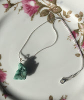 Teal Druzy Stone Silver Necklace