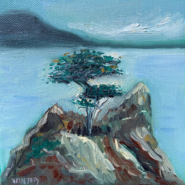 6”x 6” Original Oil on Canvas Artwork “The Lone Cypress “